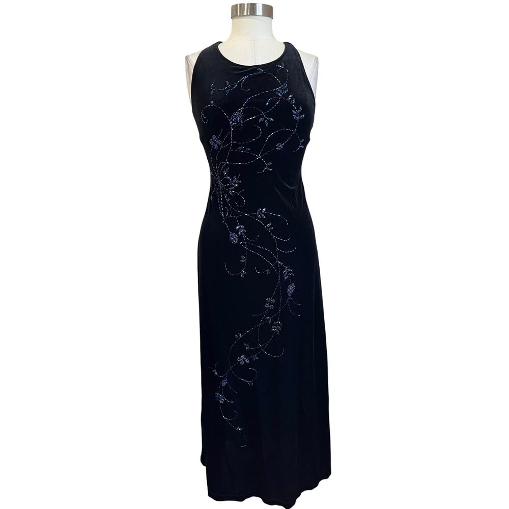 Ronni Nicole VTG Beaded Evening Gown Built In Bra Petite Formal Dress Size 4P